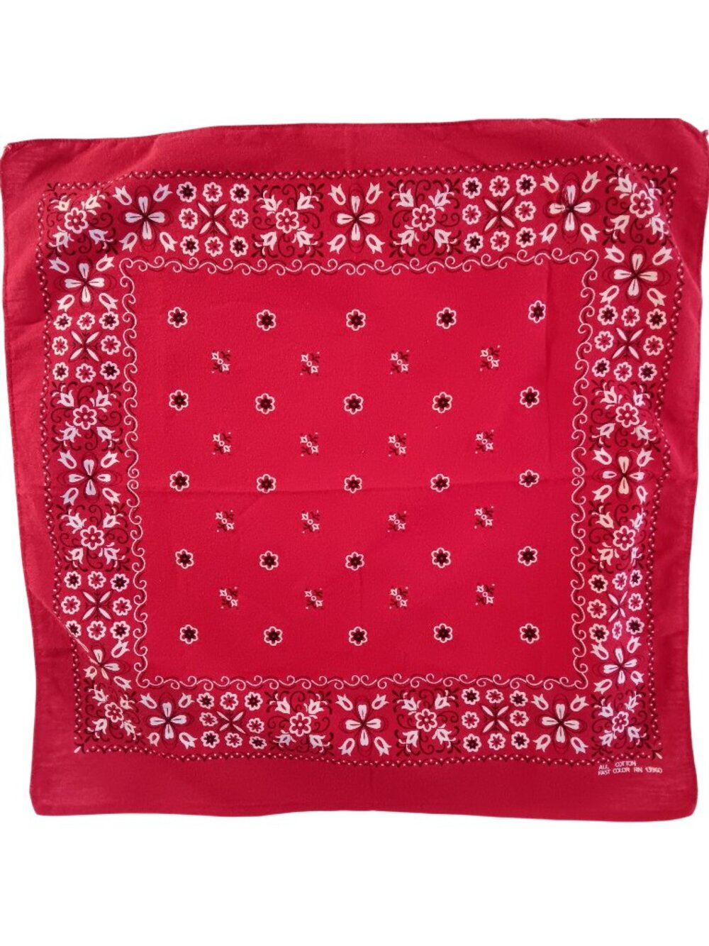 Vintage Western Hanky Red Paisley Bandana 20x19" Cotton Cowgirl Cowboy